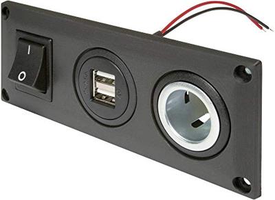 ProCar Einbausteckdose mit USB-A Doppelsteckdose schaltbar + 1 Powersteckdose Inbouwstopcontact met USB-A dubbel stopcontact schakelbaar + 1 power-contactdoos