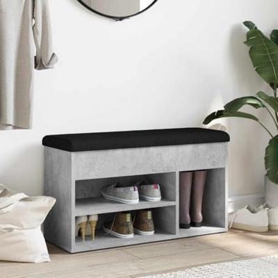 Schoenenbank 82x32x45,5 cm bewerkt hout betongrijs