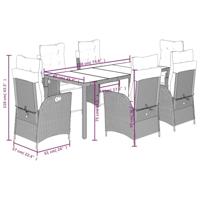 7-delige Tuinset met kussens poly rattan grijs - thumbnail