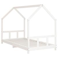 Kinderbedframe 90x200 cm massief grenenhout wit - thumbnail