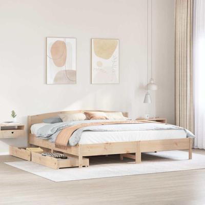 Bedframe zonder matras massief grenenhout 200x200 cm