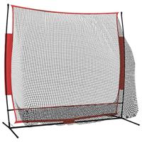 VidaXL Honkbalnet draagbaar 215x107x216 cm polyester zwart en rood - thumbnail