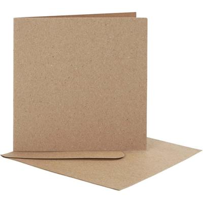 Creativ Company Kaarten en enveloppen, afmeting kaart 12,5x12,5 cm, afmeting envelop 13,5x13,5 cm, naturel, 10 set/ 1 doos