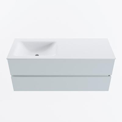 MONDIAZ VICA 120cm badmeubel onderkast Clay 2 lades. Wastafel CLOUD links zonder kraangat, kleur Talc.
