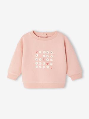 Baby sweater met bedrukte boodschap roze (poederkleur)