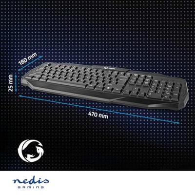 Nedis Bedraad Gaming Toetsenbord | LED | US internationaal | 1 stuks - GKBD100BKUS GKBD100BKUS
