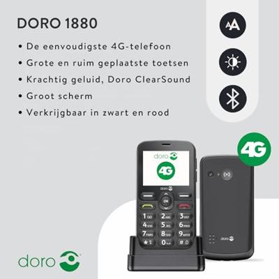 Doro 1880 Mobiele telefoon Zwart - thumbnail