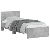 Bedframe met hoofdbord bewerkt hout betongrijs 75x190 cm - thumbnail