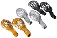 Ballonnen 80 Jaar Happy Birthday Zilver, Goud en Zwart - thumbnail