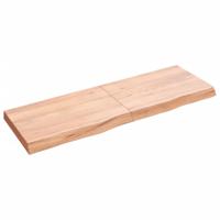 Wandschap 120x40x(2-6)cm behandeld massief eikenhout lichtbruin - thumbnail