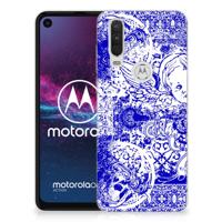 Silicone Back Case Motorola One Action Angel Skull Blauw - thumbnail