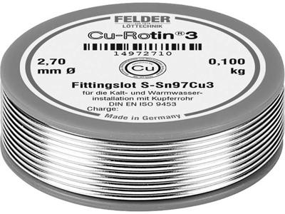 Felder Cu-Rotin® 3 Soldeertin, loodvrij Spoel Sn97Cu3 0.100 kg 2.7 mm