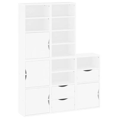 Bijzetkasten 5 st 40x24x79 cm massief grenenhout wit