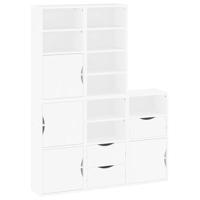 Bijzetkasten 5 st 40x24x79 cm massief grenenhout wit - thumbnail