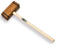 Atlas houten sleg - vierkant met gesmede band - met 100 cm ovale steel - thumbnail