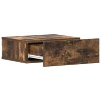 Nachtkastje zwevend 40x30x15 cm bewerkt hout gerookt eikenkleur - thumbnail