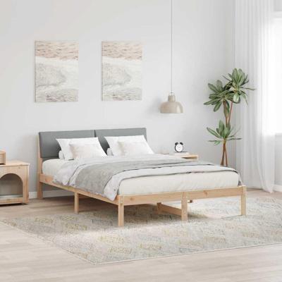 Bedframe Bruin en lichtgrijs 135 x 190 cm Massief grenenhout