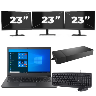 Dynabook Dynabook Tecra A40-G - Intel Core i3-8e Generatie - 14 inch - 8GB RAM - 256GB SSD - Windows 11 Home + 3x 23 inch Monitor Dynabook Dynabook Tecra A40-G - Intel Core i3-8e Generatie - 14 inch - 8GB RAM - 256GB SSD - Windows 11 Home + 3x 23 inch Monitor