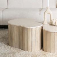 Eleonora Organische Salontafel 'Kira' Mangohout en marmer, 70 x 47cm - thumbnail