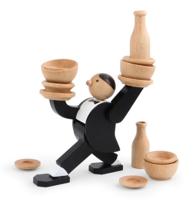Kikkerland evenwichtsspel The Waiter 7,5 x 14 cm hout 14 delig - thumbnail