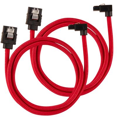 Corsair Premium SATA3-kabel, schuin/recht (6 Gbps, 60 cm, 90 graden), met ommanteling, rood