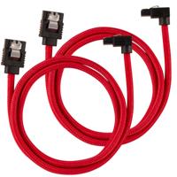 Corsair Premium SATA3-kabel, schuin/recht (6 Gbps, 60 cm, 90 graden), met ommanteling, rood - thumbnail