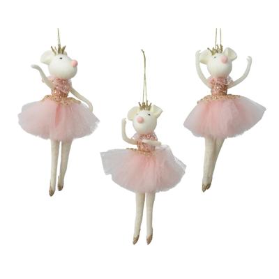 Kersthanger muis polyester 9x4x19,5cm