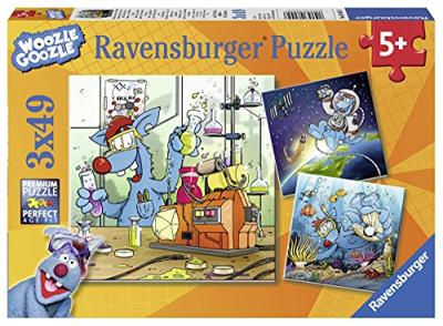 Woozle Goozle im Weltall, Labor und unter Wasser, Puzzle 3 X 49 Teile