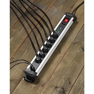 Sygonix SY-4538280 Overspanningsveilige stekkerdoos 6-voudig Zwart, Zilver Randaarde stekker 1 stuk(s)