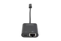 Digitus USB-C, RJ45 Adapter [1x USB-C stekker - 1x RJ45-bus, USB-C bus] DN-3027 Incl. RJ45-bus, Met laadbus, Met USB - thumbnail