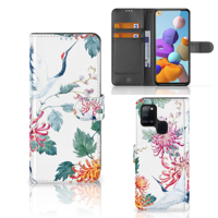 Samsung Galaxy A21s | Telefoonhoesje | Met pasjeshouder | Bird Flowers - thumbnail