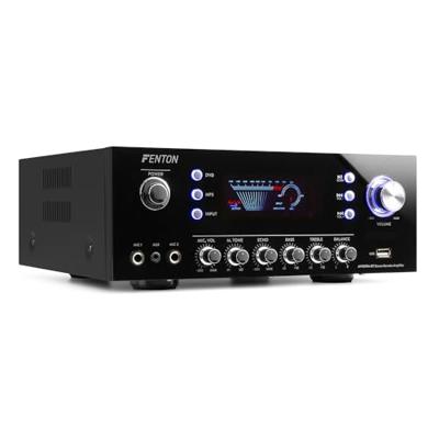 Fenton AV120FM HiFi-stereo-versterker, vermogen: 2 x 60 Watt RMS (8 Ohm), impedantie: 4/8 Ohm, Bluetooth, USB, FM-radio, digitaal, echo/bass/Treble, zwart