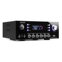 Fenton AV120FM HiFi-stereo-versterker, vermogen: 2 x 60 Watt RMS (8 Ohm), impedantie: 4/8 Ohm, Bluetooth, USB, FM-radio, digitaal, echo/bass/Treble, zwart - thumbnail