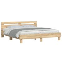 Bedframe met hoofdeinde bewerkt hout sonoma eiken 200x200 cm - thumbnail