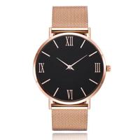 Elegant dameshorloge met zwarte wijzerplaat en roségoudkleurige mesh band - thumbnail