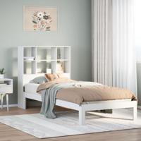 Bed met boekenkast zonder matras grenenhout wit 90x200 cm - thumbnail