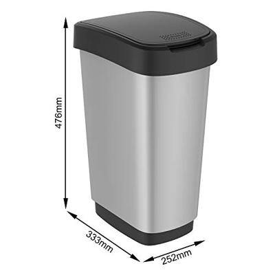 Rotho Twist Afvalbak 25L Zilver/Metallic - thumbnail