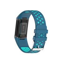 FitBit Charge 5 & 6 Sportbandje met gesp - Blauw / turquoise - Tweekleurig - Maat: L - thumbnail
