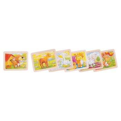 Goki houten puzzels dieren, set van 6