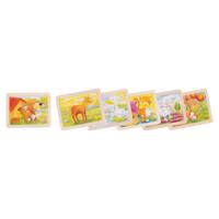 Goki houten puzzels dieren, set van 6 - thumbnail