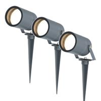Set van 3 Spikey LED prikspots - GU10 4 Watt 345 Lumen - Dimbaar - Kantelbaar - 4000K neutraal wit - IP64 Waterdicht - Antraciet - Tuinspots - Pinspots - thumbnail