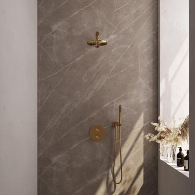Thermostatische Inbouwdoucheset Brauer Carving Met Ronde Afdekplaat Goud Alle Opties)