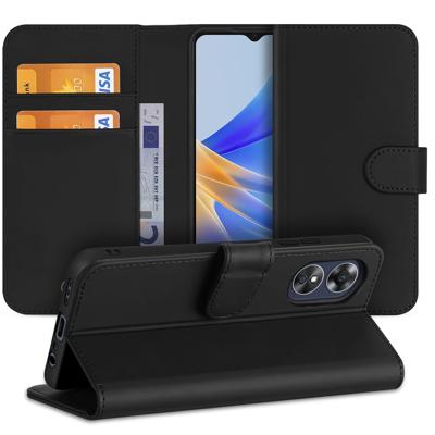 Book Cover Hoesje voor de OPPO A17 Zwart met Pasjeshouder Book Cover Hoesje voor de OPPO A17 Zwart met Pasjeshouder