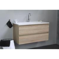 On-Line Onderkast - 100 cm - Voorgemonteerd - Acryl Wastafel - 1 Kraangat - Eiken - thumbnail
