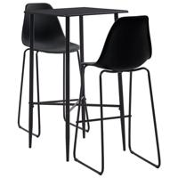 3-delige Barset kunststof zwart - thumbnail