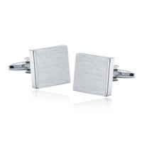 LGT JWLS Vierkante Manchetknopen met Geborsteld Effect in Zilver - thumbnail