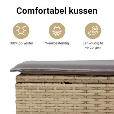 6-delige Loungeset met kussens poly rattan beige - thumbnail