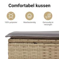 7-delige Loungeset met kussens poly rattan beige - thumbnail