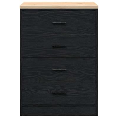 VidaXL Garagekast 60x51x85 cm massief grenenhout zwart VidaXL Garagekast 60x51x85 cm massief grenenhout zwart