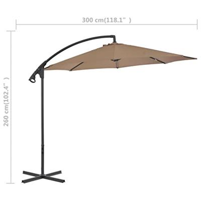 Zweefparasol met stalen paal 300 cm taupe